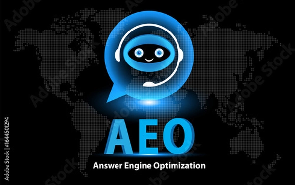 Obraz AI-powered answer engines, voice assistants, chatbot, and digital marketing strategy. Answer Engine Optimization Concept.
