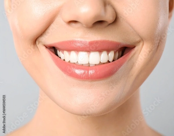 Fototapeta Close-up of a woman's healthy smile