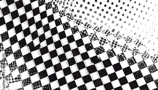 Fototapeta Abstract checkered flag design with textured overlay