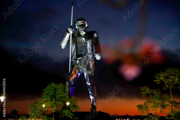 Fototapeta estatua andres guacurai de metal posadas misiones