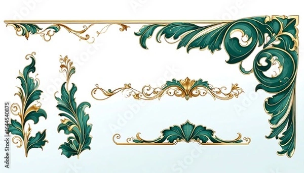 Obraz Ornate gold and teal decorative elements