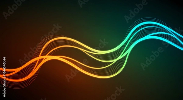 Fototapeta Abstract Gradient Wave Design with Vibrant Neon Lines on Dark Background - High-quality stock image for commercial use