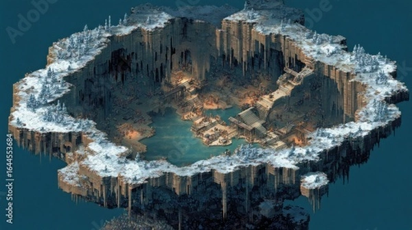 Fototapeta Floating island with a town inside