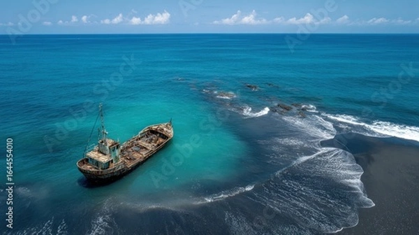 Fototapeta Sunken ship in turquoise water