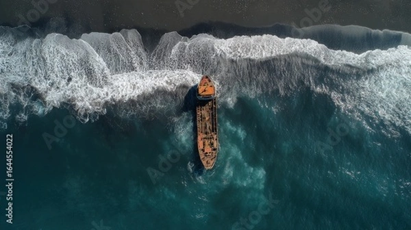 Fototapeta Ship in rough seas