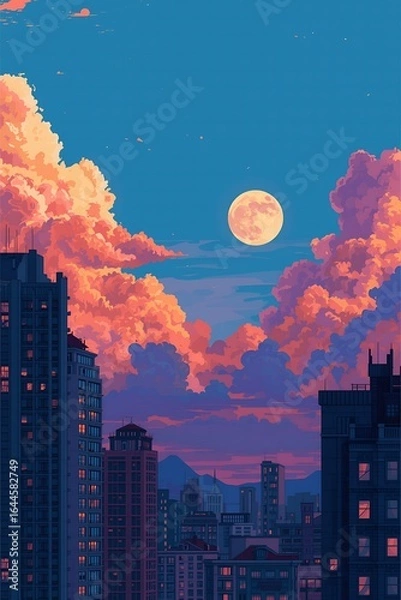 Obraz Cityscape Dreamscape Skyscrapers and Sunset Clouds