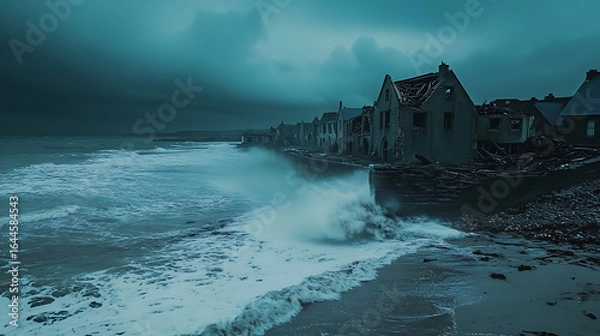 Fototapeta Coastal destruction by powerful waves
