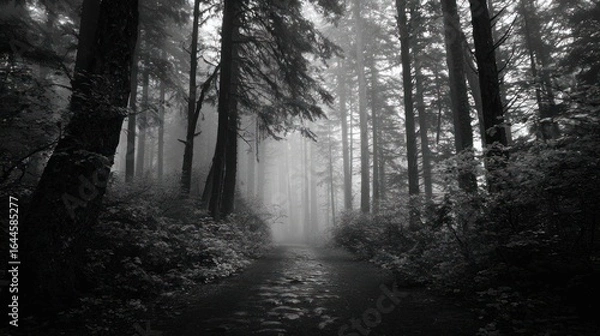 Fototapeta Misty forest path