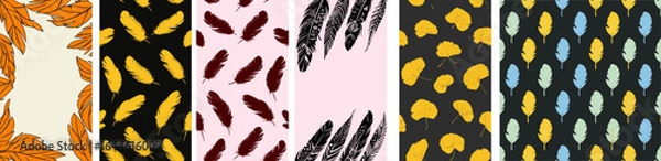 Fototapeta Abstract hand-drawn brush stroke pattern set, modern creative background bundle.