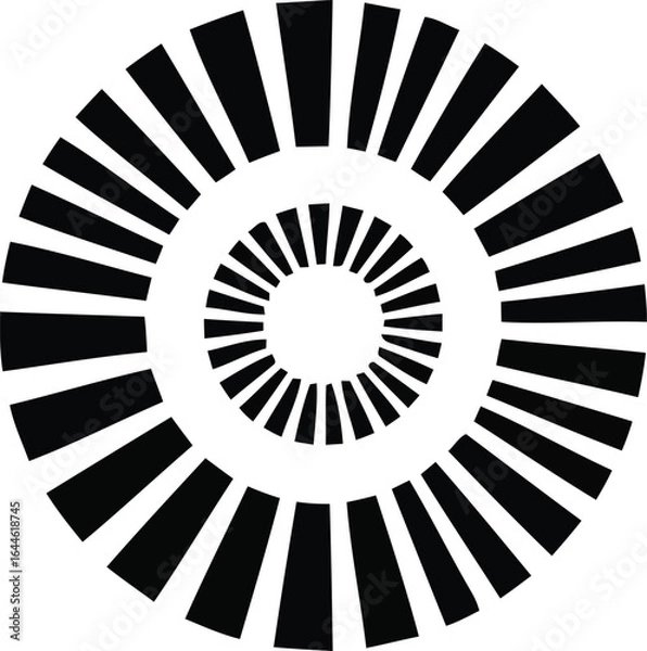 Obraz Concentric Optical Illusion Pattern – Black and White Expanding Circles Vector Design.