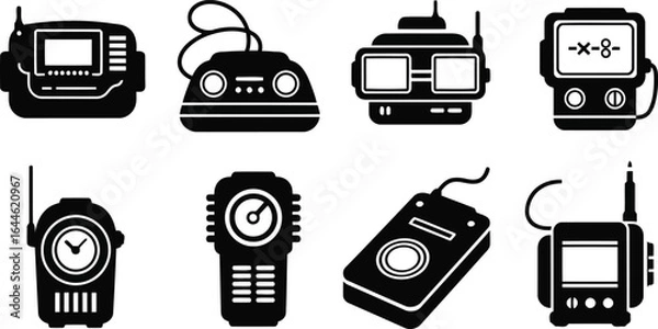 Obraz  Set of Electronic Device Silhouettes – Black Vector Icons of Communication and Measurement Tools