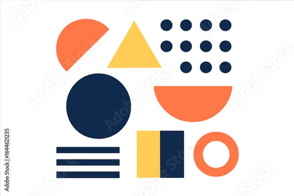 Obraz Modern minimal geometric shape vector illustration. Abstract basic figures background. Simple forms, circle, triangle, square for poster, banner or cover design.