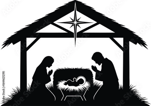 Obraz Holy Nativity Silhouette with Star of Bethlehem Vector Illustration