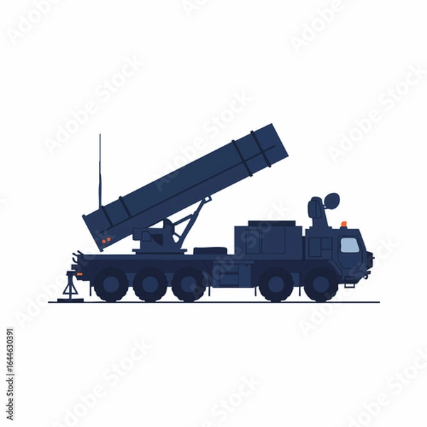 Fototapeta Modern Military Missile Launcher Vehicle with Elevated Launching System