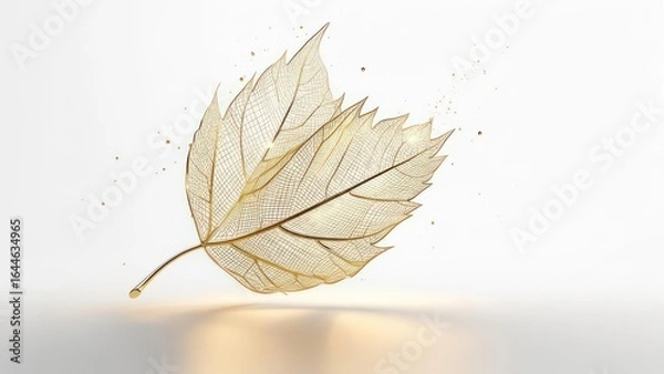 Fototapeta Golden leaf in soft light