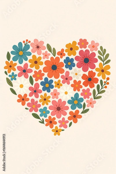Fototapeta Colorful Flower Heart – Diversity and Unity in Bloom
