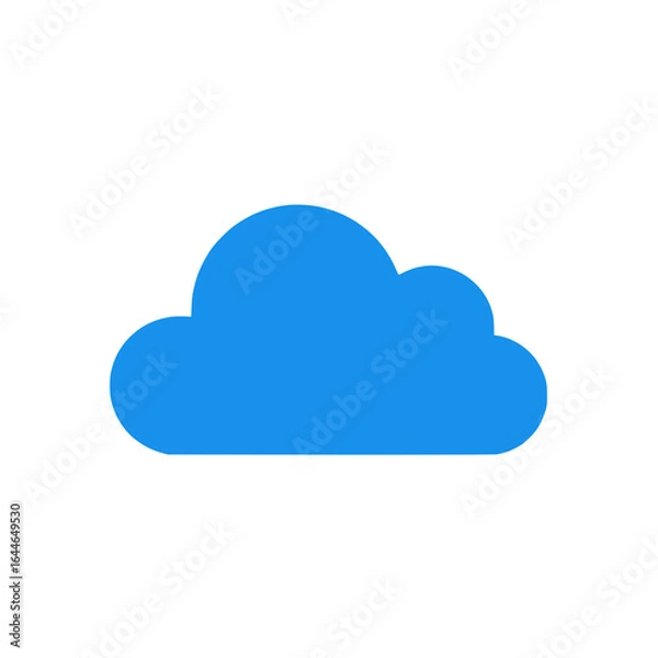 Obraz Solid blue cloud vector minimal style on white background no text