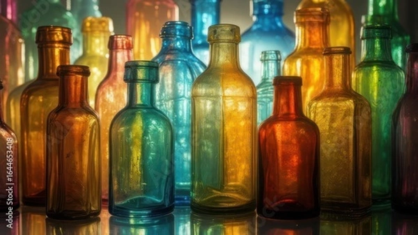 Fototapeta Colorful glass bottles