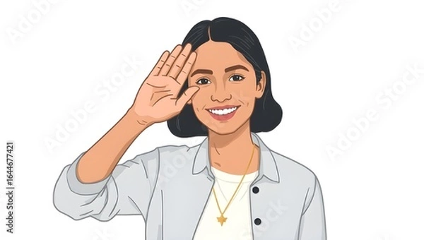 Fototapeta Clean Vector Art of a Person with Friendly Salute Gesture