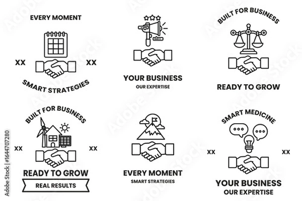 Fototapeta A set of business cards with a handshake symbol