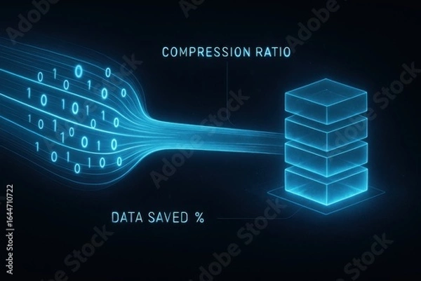 Fototapeta Binary Data Compression Process Showing Compression Ratio and Storage Efficiency
