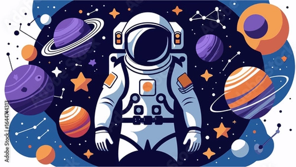 Fototapeta Perfect for science fiction designs, spacethemed projects, educational materials, and kids room decor with a vibrant and engaging visual.