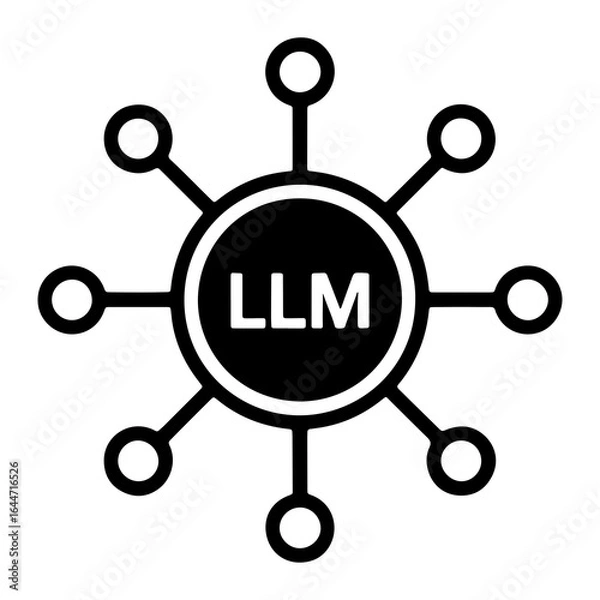 Fototapeta Black L M network icon technology connection