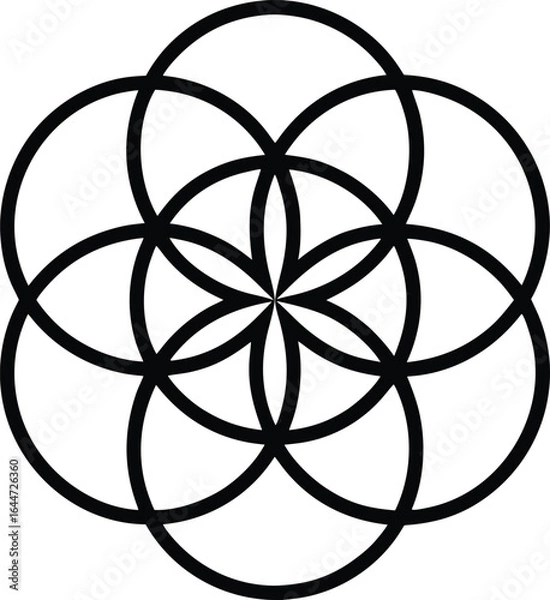 Fototapeta Black geometric flower of life symbol sacred geometry pattern on white background geometric pattern spiritual