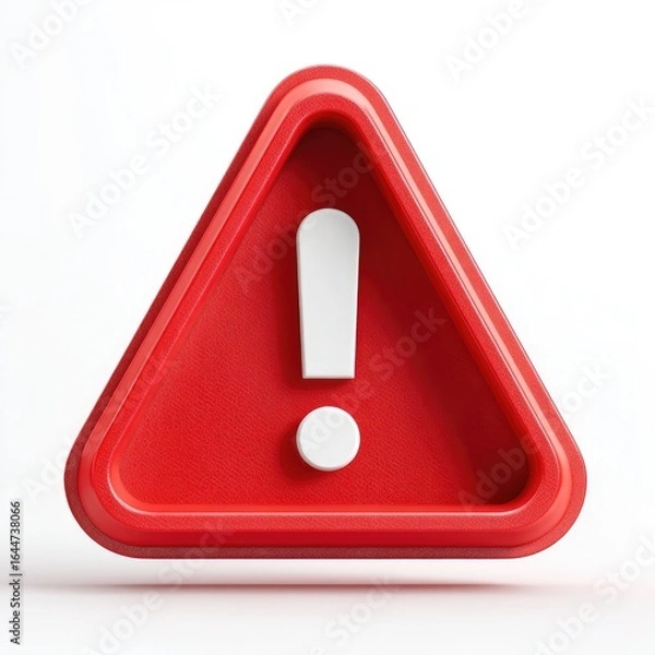 Fototapeta Red triangular caution sign with exclamation mark