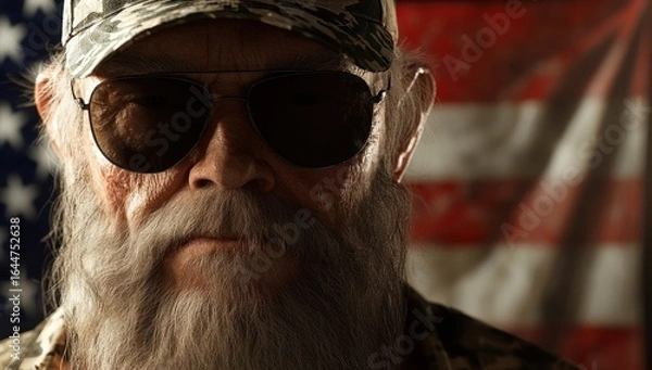 Fototapeta Veteran Portrait: A Powerful Image of an American Hero