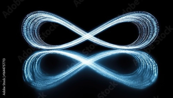 Obraz Light trails form an infinity symbol, reflected on a dark surface