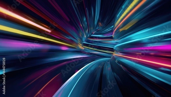 Obraz Abstract tunnel, vibrant colors, speed blur