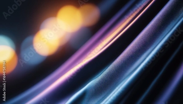 Obraz Abstract drapery with vibrant, flowing folds.  A close-up view of a dark, textured fabric, moving in diagonal waves.  