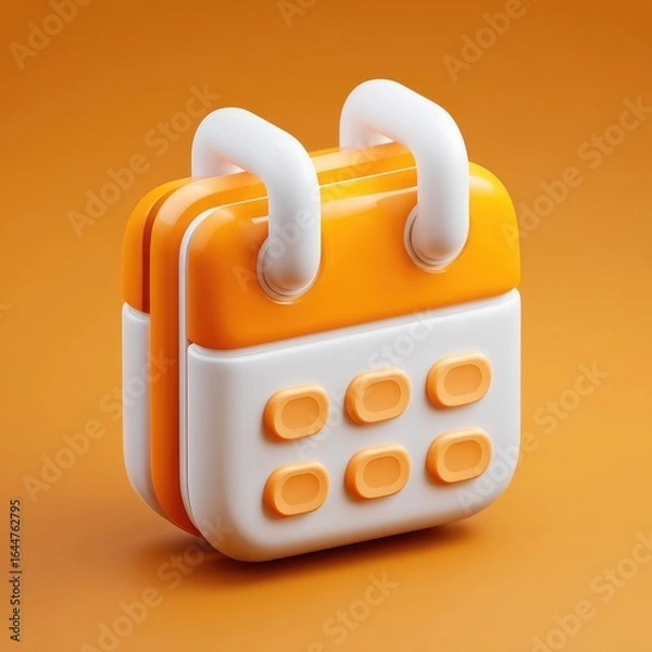 Obraz 3D Orange & White Calendar Icon