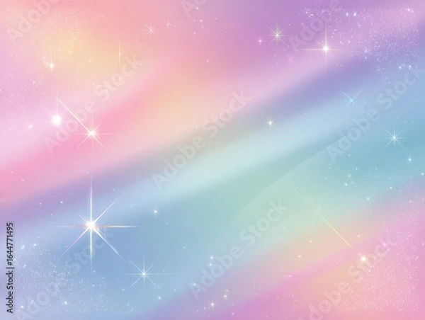 Fototapeta Pastel-toned, dreamy galaxy background with swirling nebulae and sparkling stars