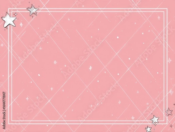 Fototapeta Pink background with stars and frame