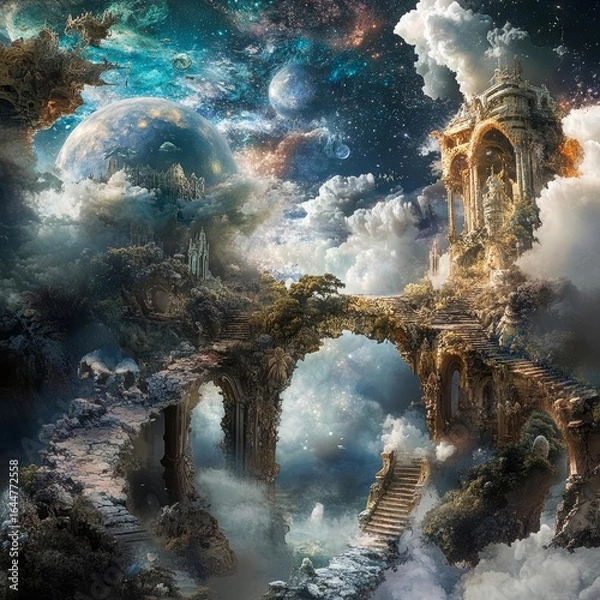 Obraz Dreamscape Nexus II A nexus where multiple surreal dream worlds converge into one vision complex and visionary
