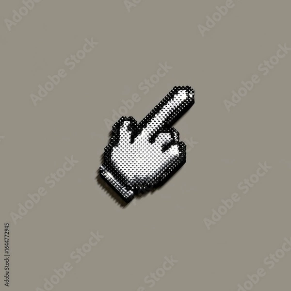 Fototapeta Pixelated hand gesture, pointing upwards
