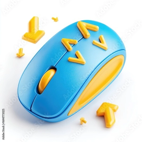 Fototapeta Colorful computer mouse with yellow arrow keys