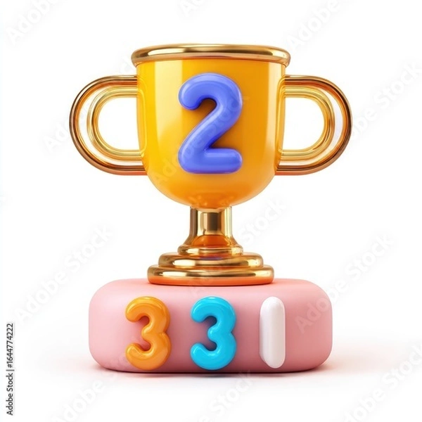 Fototapeta A stylized trophy icon, bright colors, 3D style