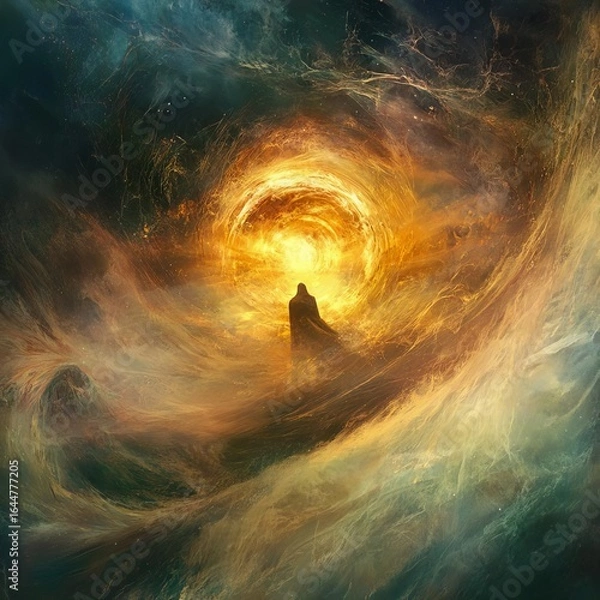 Obraz Dreamwalker’s Emblem A glowing emblem of a lost dream emerging from swirling cosmic mists symbolic and mystical