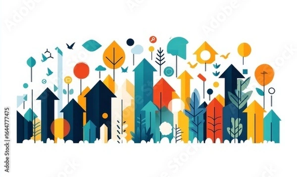 Fototapeta Sustainable business development showcasing upward arrows symbolizing the growth and positive impact of environmental, social, and governance (ESG) practices, reinforcing, Generative AI