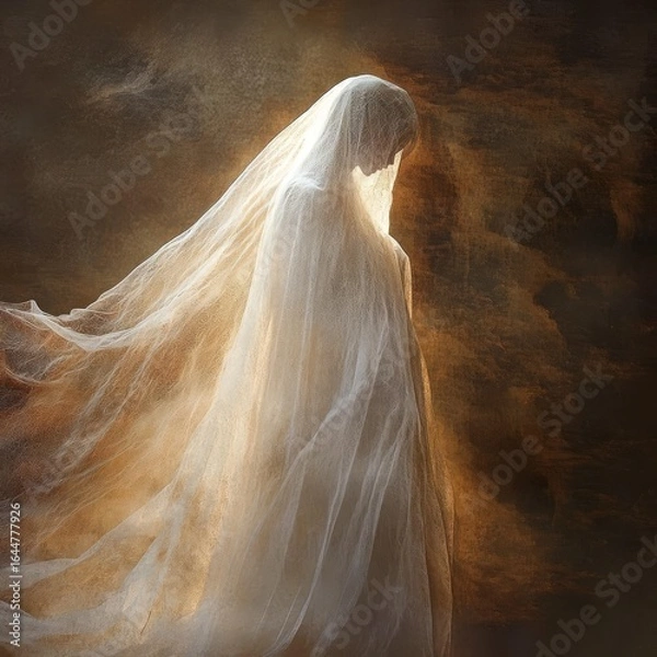 Fototapeta Dreamwalker’s Veil II A diaphanous veil through which a dreamwalker steps into a new realm mysterious and poetic