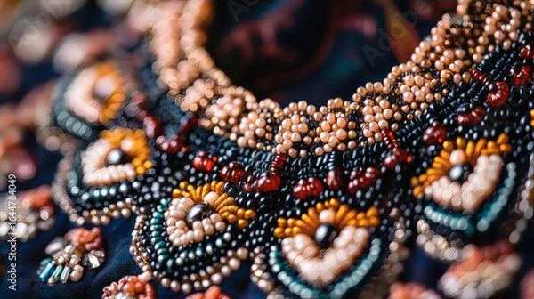 Obraz Close-up view of a beaded neckline design.