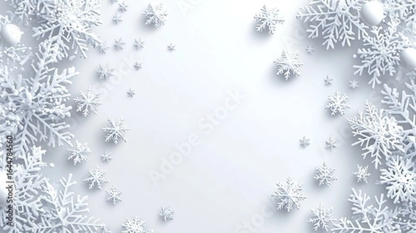 Obraz Scalable Snowflakes Graphics: Light Gray Pattern with Transparent Overlay