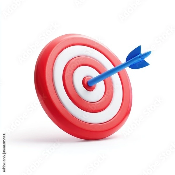 Fototapeta Red target with a blue arrow hitting the center