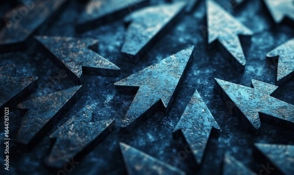 Fototapeta Artistic digital rendering of a collection of arrows pointing in various directions, symbolizing the complexity of choices involved in the decision-making process and the exploration, Generative AI
