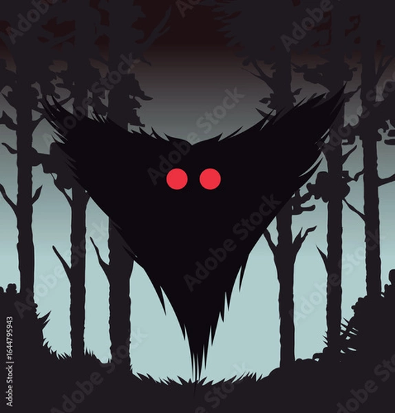 Fototapeta spooky shadow mothman flying in the forest