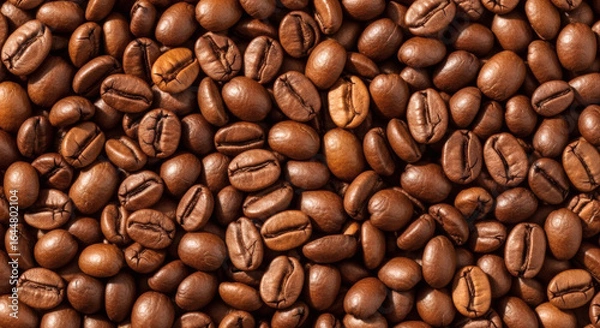 Obraz Close-up of Richly Roasted Coffee Beans, Aromatic Coffee Beans Creating a Deep Brown Texture and Appealing Visual for Coffee Lovers