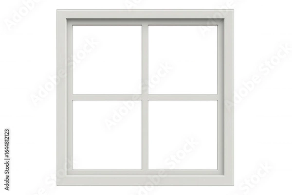 Fototapeta White window frame with transparent background, perfect for showcasing views or creating composite images